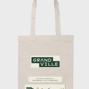 En lys mulepose med firmanavnet Grandvill