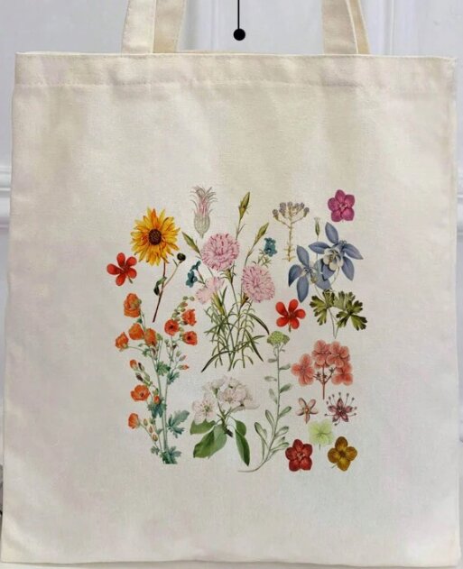 Totebag / mulepose med træningsko og grøn metal drikkedunk